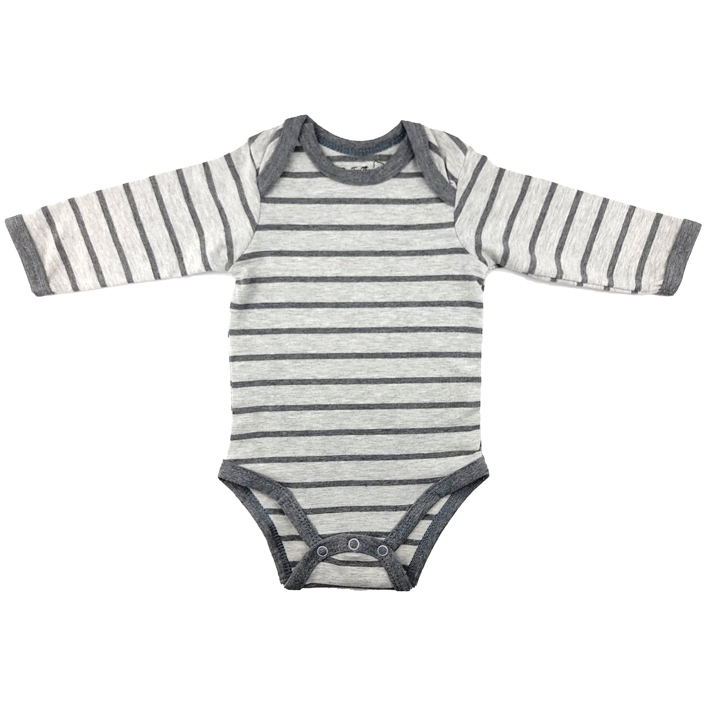 123 Bear Baby 3-Pack Soft Cotton Spandex Bodysuits (Gray Stripes 2 Long-Sleeve, Newborn)