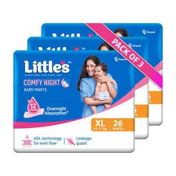 LittleS Baby Diapers Xl Size (Extra Large) Pants Style | 1217 Kg | 78 Count | Comfy Nights Baby Diaper Pants With Leakage Guar
