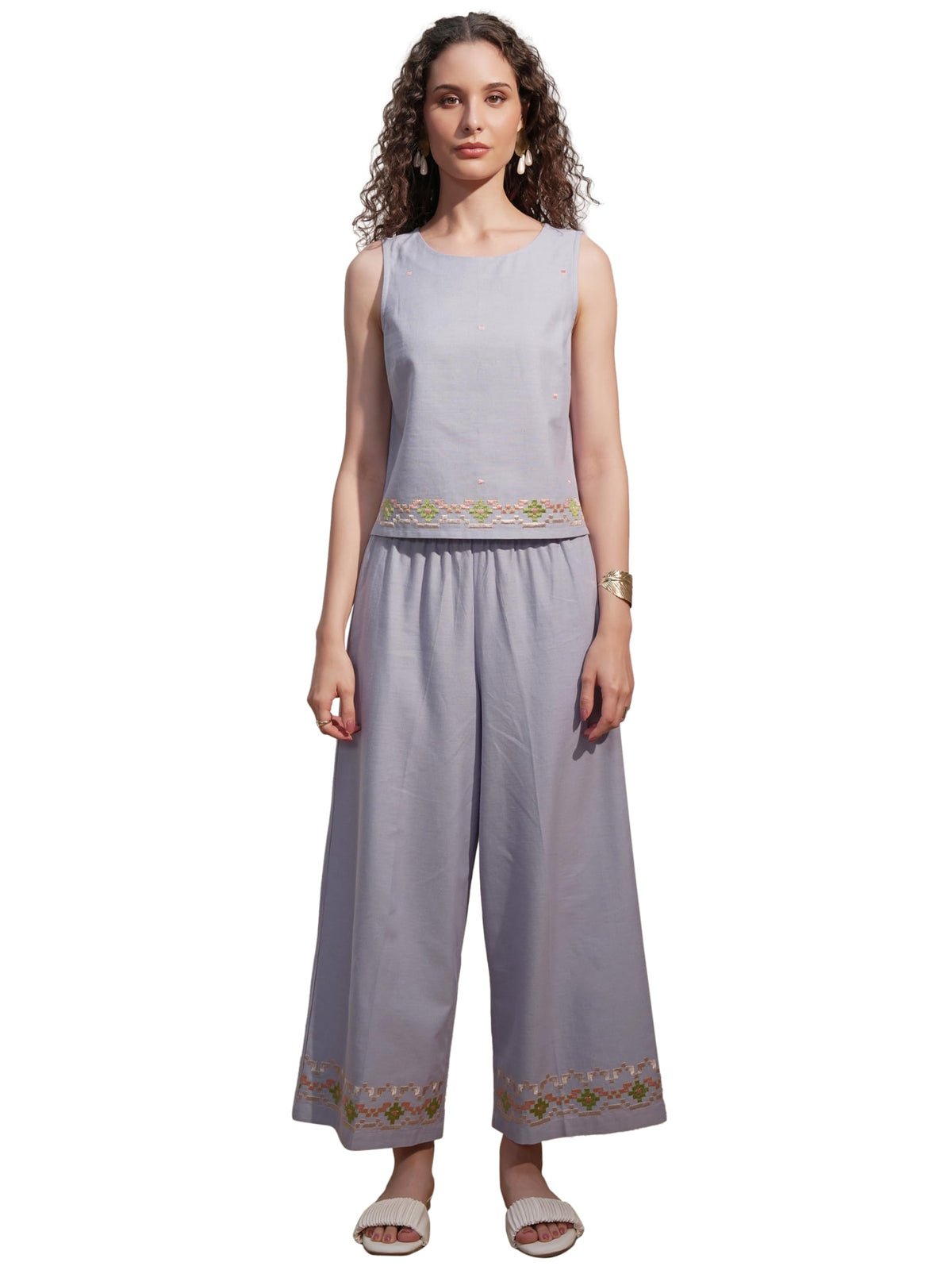 Vishudh Women Regular Fit Round Neck CoOrd Set Vvcs000059 Blue Xl