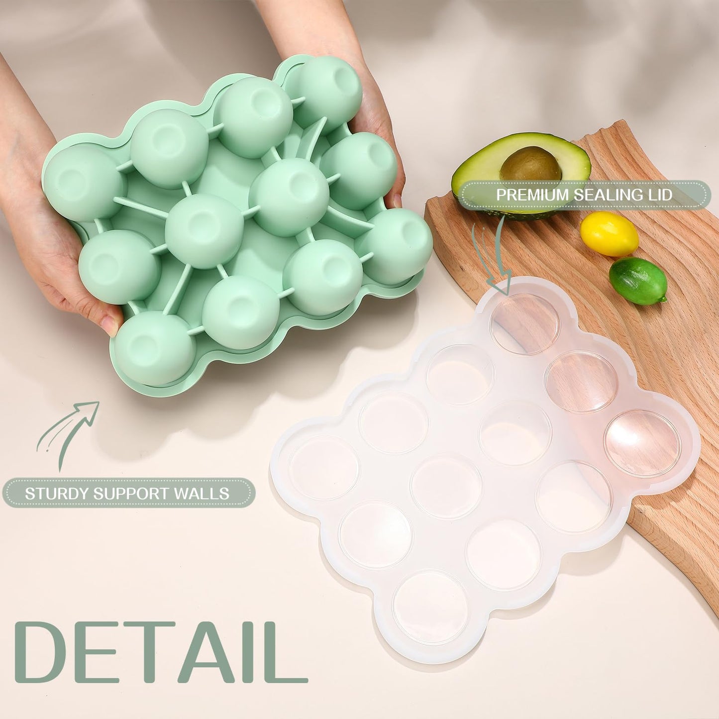 Potchen 3 Pcs Baby Food Storage Container 12 Cup Silicone Baby Food Freezer Tray With Lid Stackable Reusable Silicone Freezer Tr