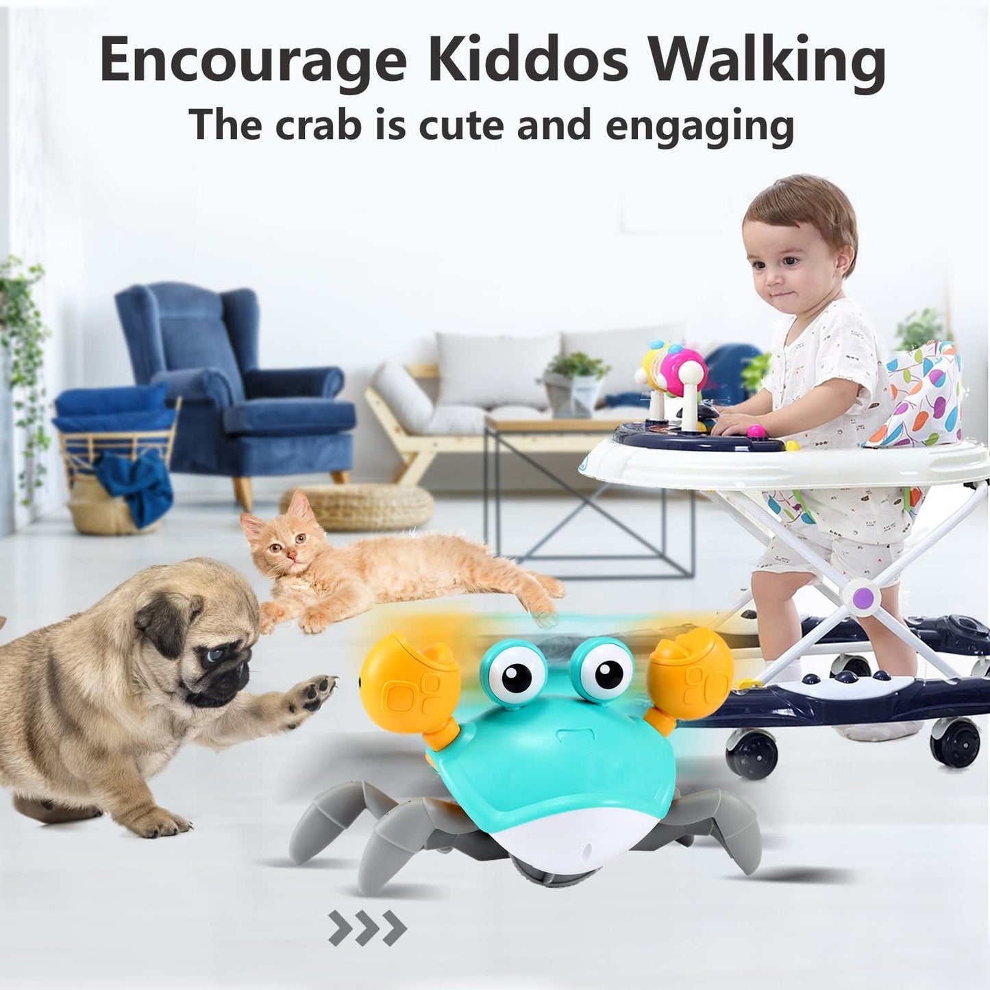 control future Crawling Crab Baby Toy - Infant Tummy Time Toys 3 4 5 6 7 8 9 10 11 12 Babies Boy 3-6 6-12 Learning Crawl 9-12 12