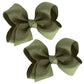 Wd2U Baby Girls Set Of 2 Small Grosgrain 3' Pigtail Hair Bows Alligator Clips Olive