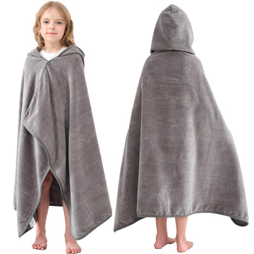 Hiturbo Kids Hooded Bath Towel: 100% Cotton Soft Thick Absorbent Towels Wrap - 50'X30' Shower Beach Pool Wearable Blanket For
