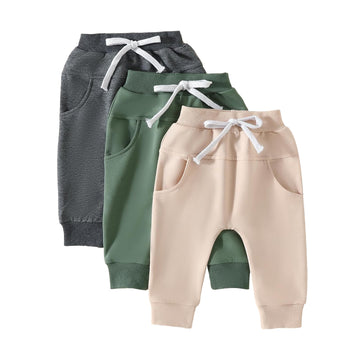 Yoawdats Baby Boys' 3-Pack Pull-On Jogger Pants Knit Pants Classic Fit Elastic Waist Kids Toddler Pants Multipacks Long Pants, 6