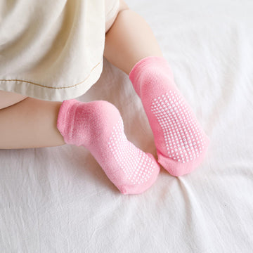 Aroveea Toddler Socks Non Slip Grip Baby Socks 6-12 Months Old 12 Pack For Toddler Boys Girls Kids Socks,Cute Pink Baby Socks