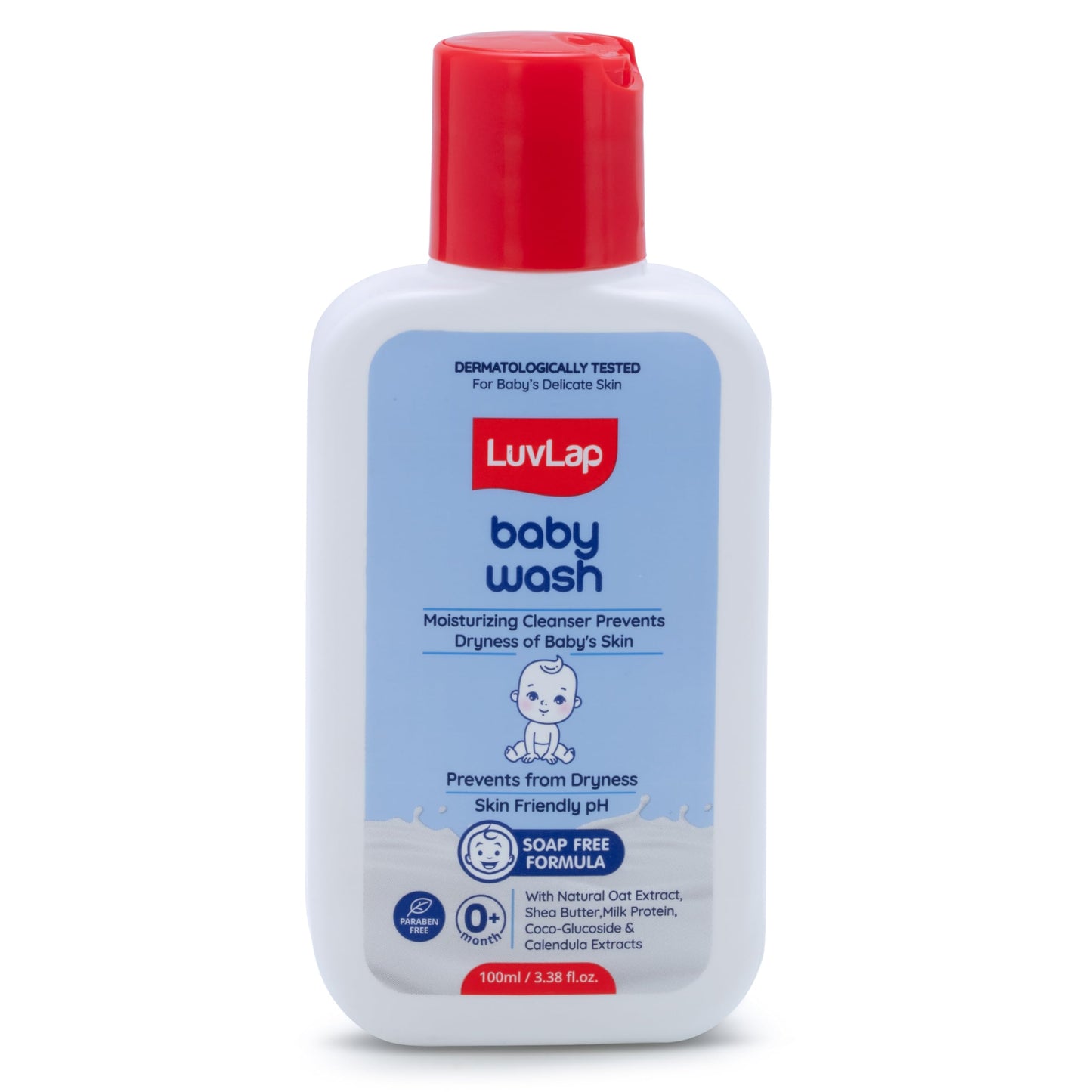Luvlap Baby Wash-100Ml, With Milk Protein, Oatmeal, Shea Butter And Vitamin E, Soap Free,Baby Wash For Baby Bath, Ph Balanced & 