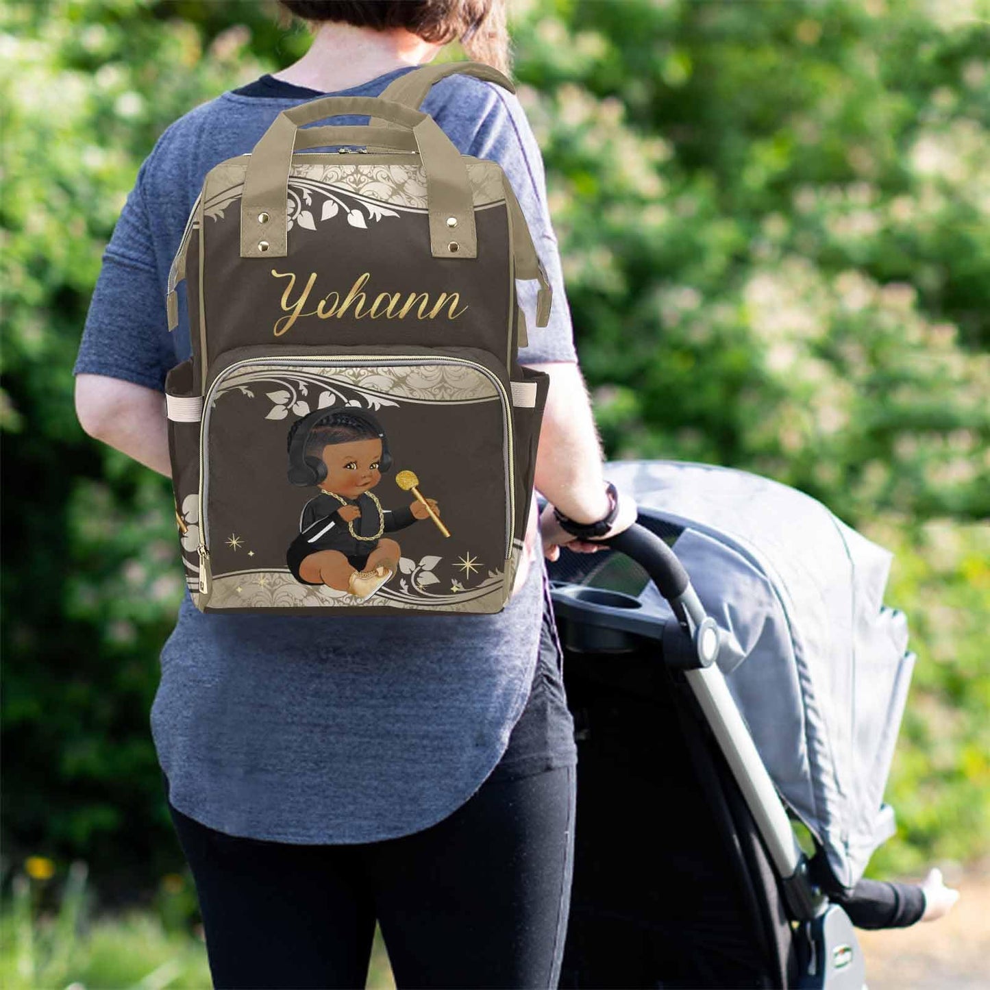 M Yescustom Personalized Name Diaper Bag Backpack, Cute Crown Diaper Baby Bags For Mom & Dad, Portable Travel Back Pack Baby Sho