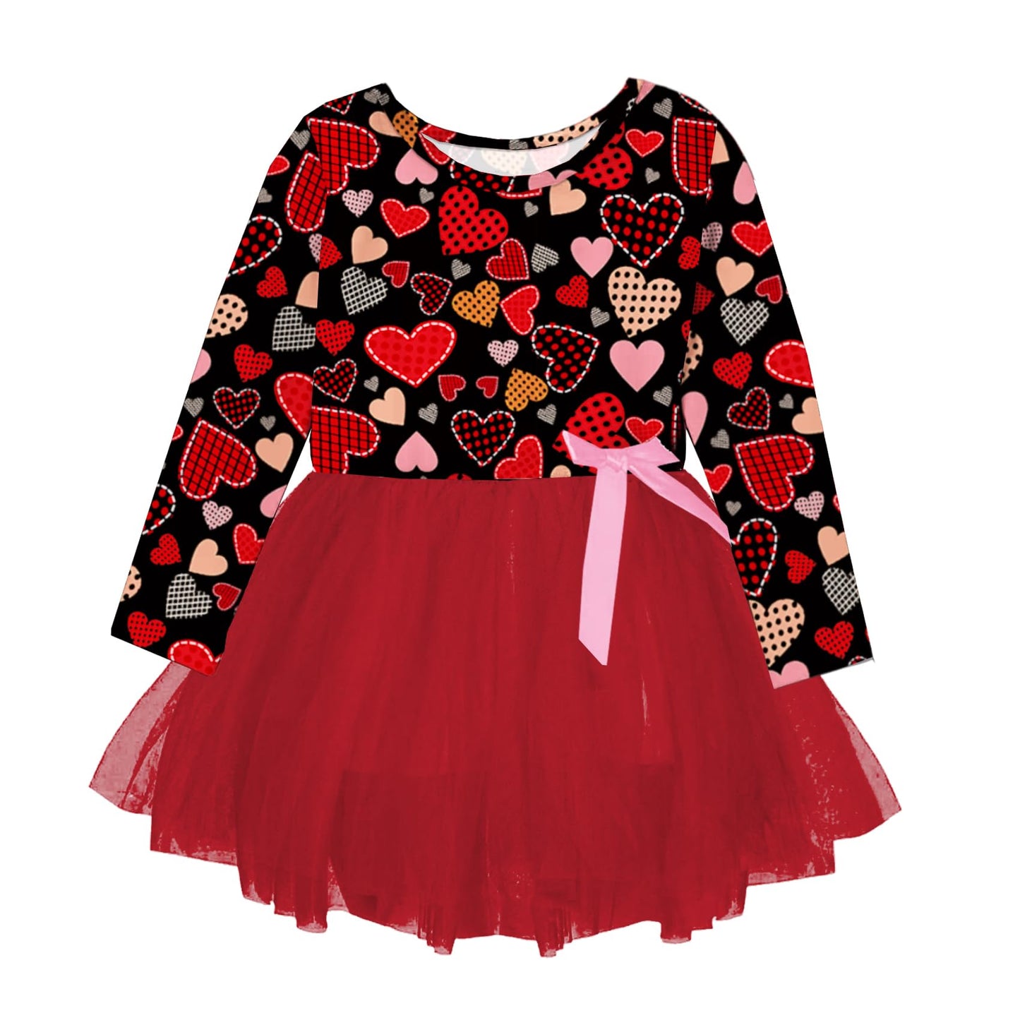 Valentine'S Day Dress For Toddler Girls Cute Love Heart Ruffle Tutu Tulle Dresses Birthday Outfits 2-3T