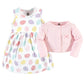 Hudson Baby Baby Girls Hudson Infant Girl Cotton And Cardigan Set, Easter Eggs, 3-6 Months Casual Dress, Easter Eggs, Months Us