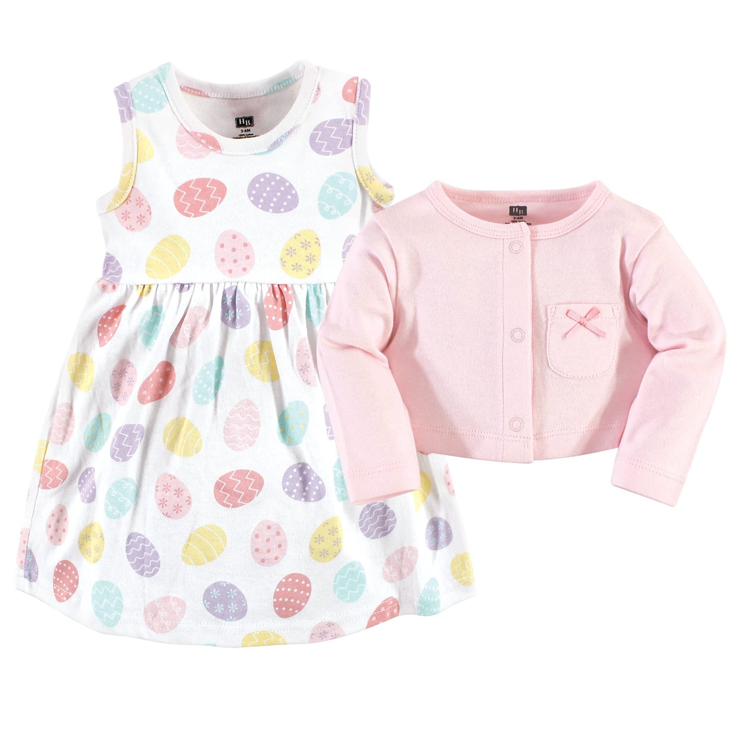 Hudson Baby Baby Girls Hudson Infant Girl Cotton And Cardigan Set, Easter Eggs, 0-3 Months Casual Dress, Easter Eggs, Months Us