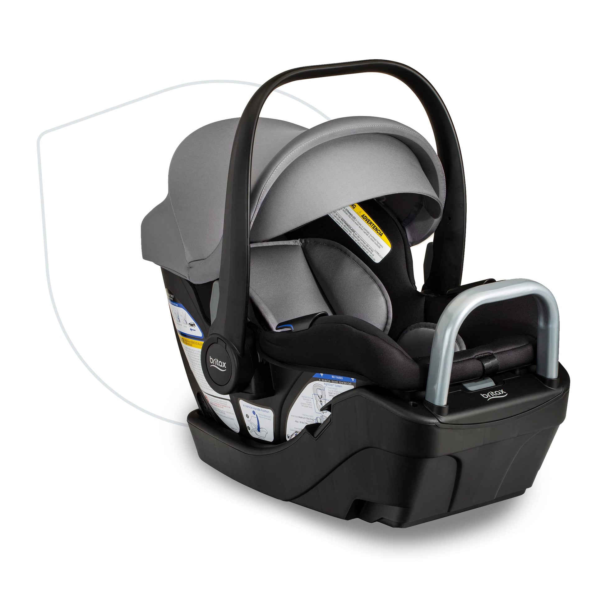 Britax Willow S Infant Car Seat with Alpine Base, ClickTight Technology, Rear Facing Car Seat with RightSize System, Graphite On