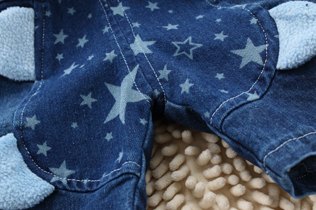 Kidscool Space Baby Boys/Girls Big Yellow Ears Cute Dog Summer Jeans Shortalls,Blue,6-12 Months