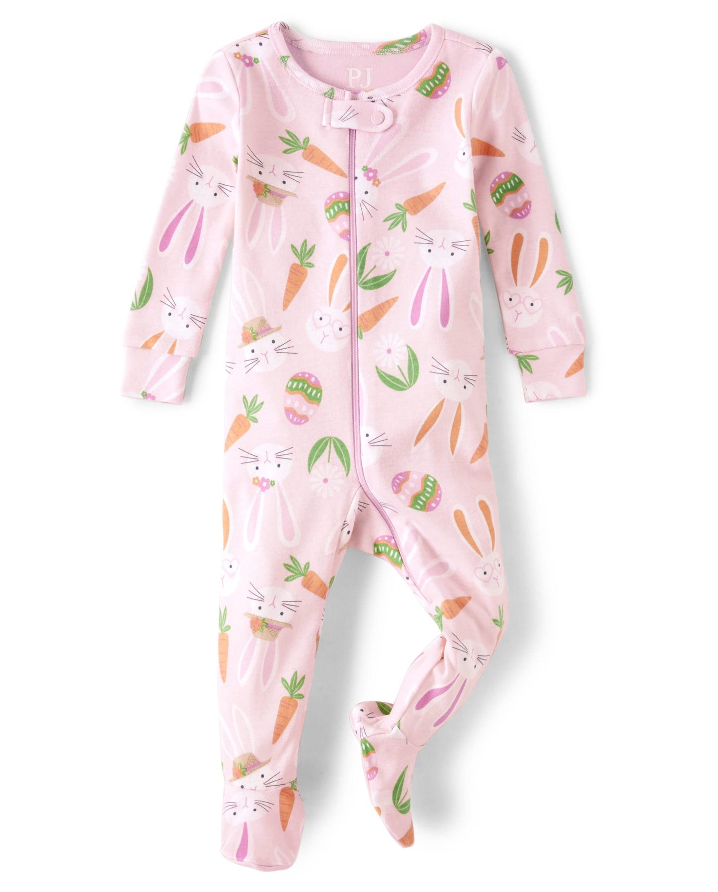 The Childrens Place,Long Sleeve 100% Cotton Zip-front One Piece Footed Pajama,Baby-Girls,Cameo,9-12 Months