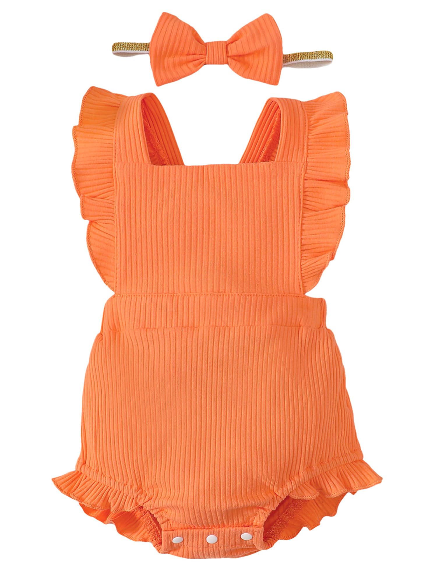Fullfamous Infant Baby Girl Clothes Outfits Romper Spring Summer Onesie Bodysuit Clothing Ropa De Bebe Nia Orange 0-3 Months