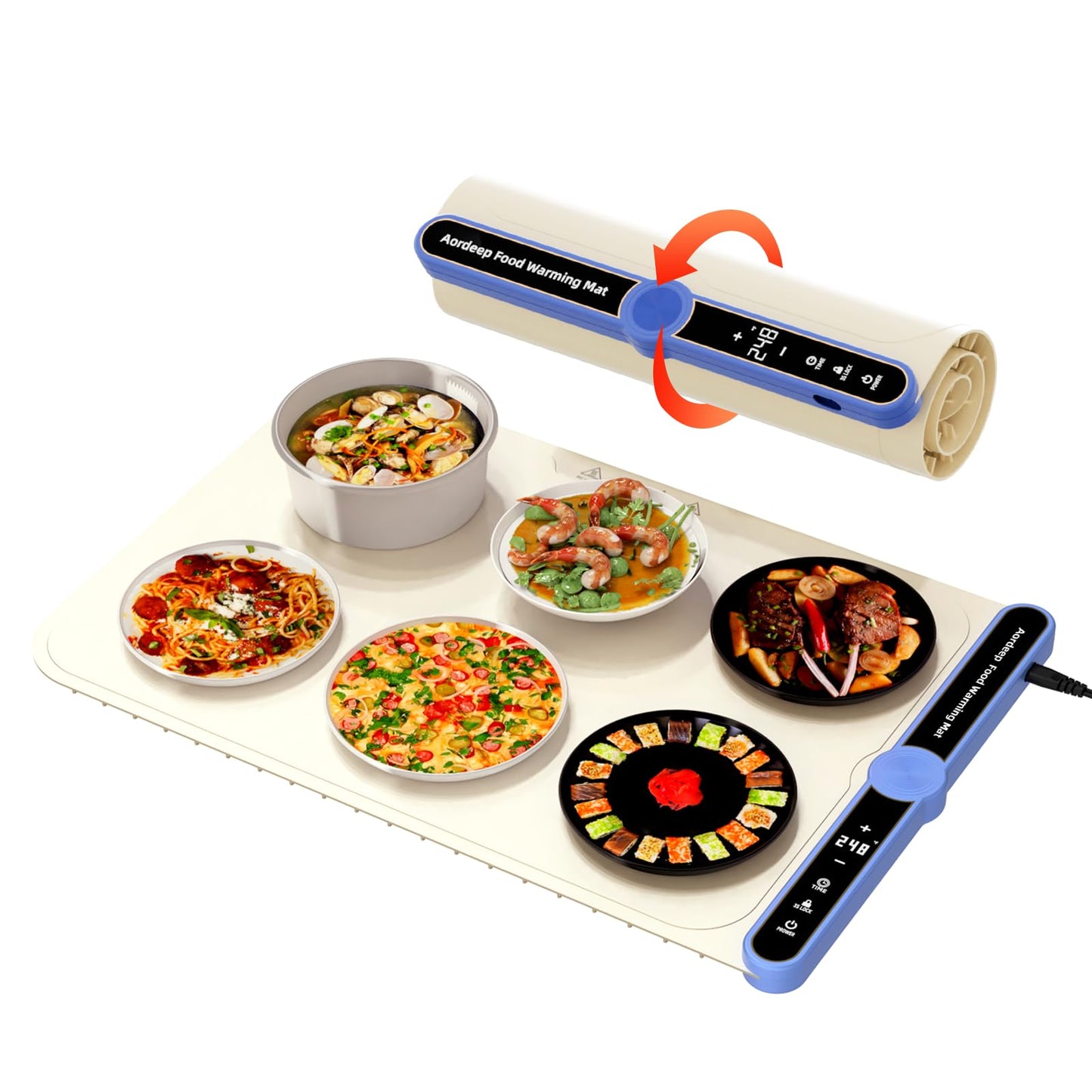 Large Food Warming Mats for Countertop,Parties,Buffet Plateful Silicone AI Electric Food Warmer Mat 9-Level PreciseTemp Control 
