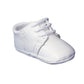 Baby Boys All White Genuine Leather Saddle Oxford Crib Shoe With Perforations - 0