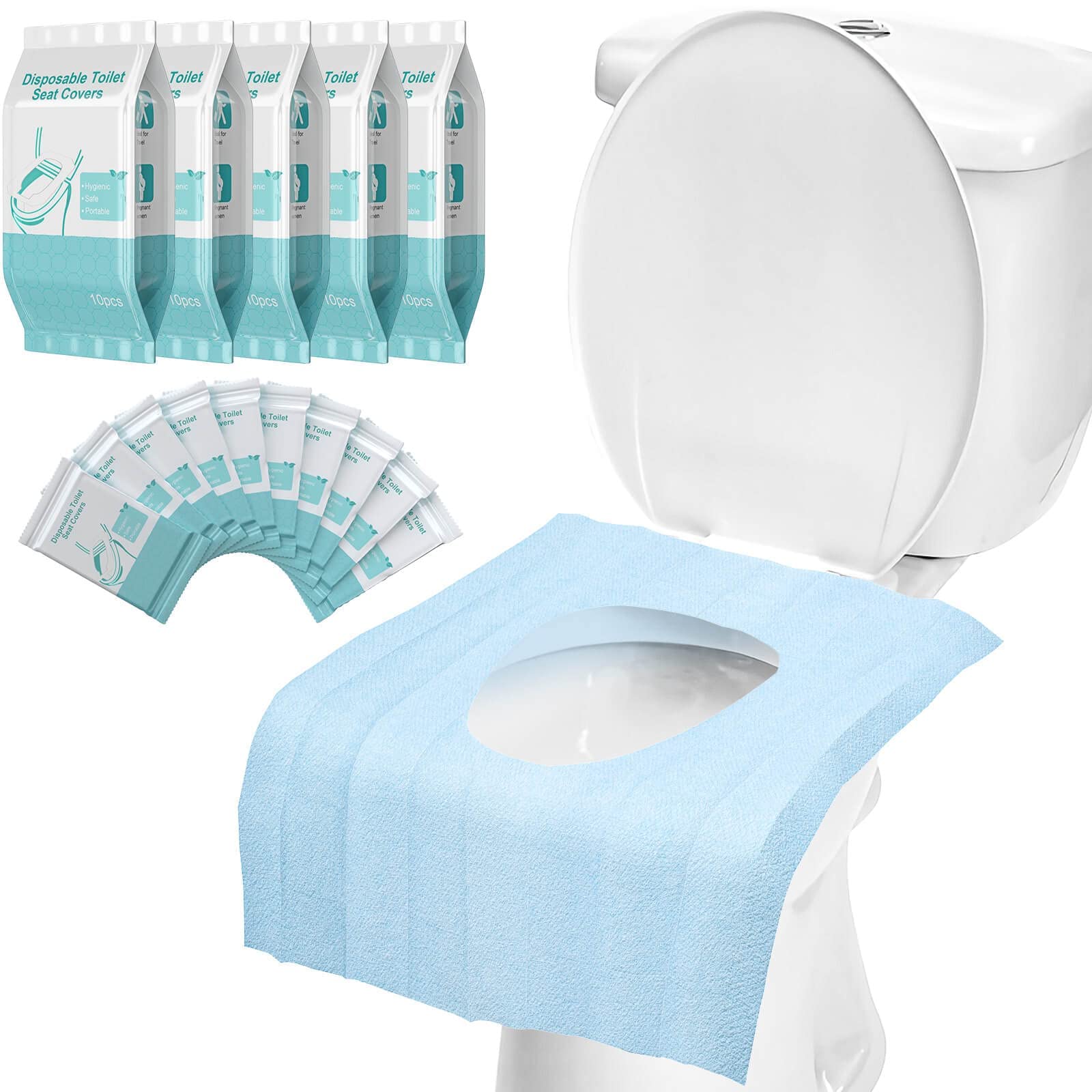 50 Pack Toilet Seat Covers Disposable - Waterproof 16X24 Inch Extra Large Individually Wrapped Toilet Seat Shields Travel Access
