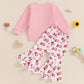 Nokpsedcb Baby Boy Girl Cute Letter Embroidery Long Sleeve Sweatshirt And Elastic Long Pants Toddler Valentine Outfits (Pink Xox