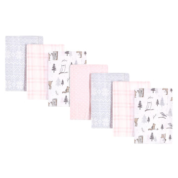Hudson Baby Unisex Baby Cotton Flannel Burp Cloths, Winter Forest, One Size