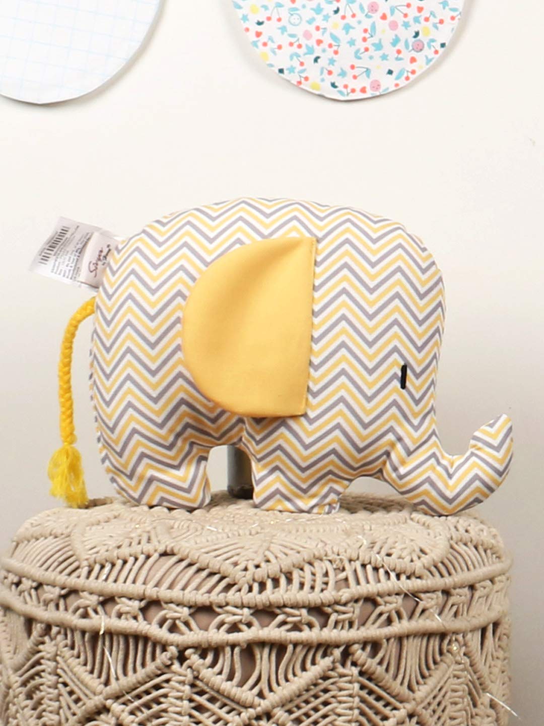 Sivya Polyester By Home Micro Filled Shape Cute Cushion For Kids (Elephant), OffWhite