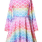 Mermaid Dresses Girls Long Sleeve Swing Winter Outfit Halloween Costume 10 11