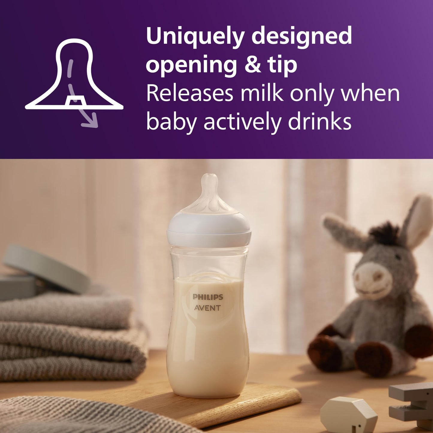Philips Avent Natural Baby Bottles With Natural Response Nipples (Fast Flow, Flow 4), 11Oz, 2-Pack, Scy906/02