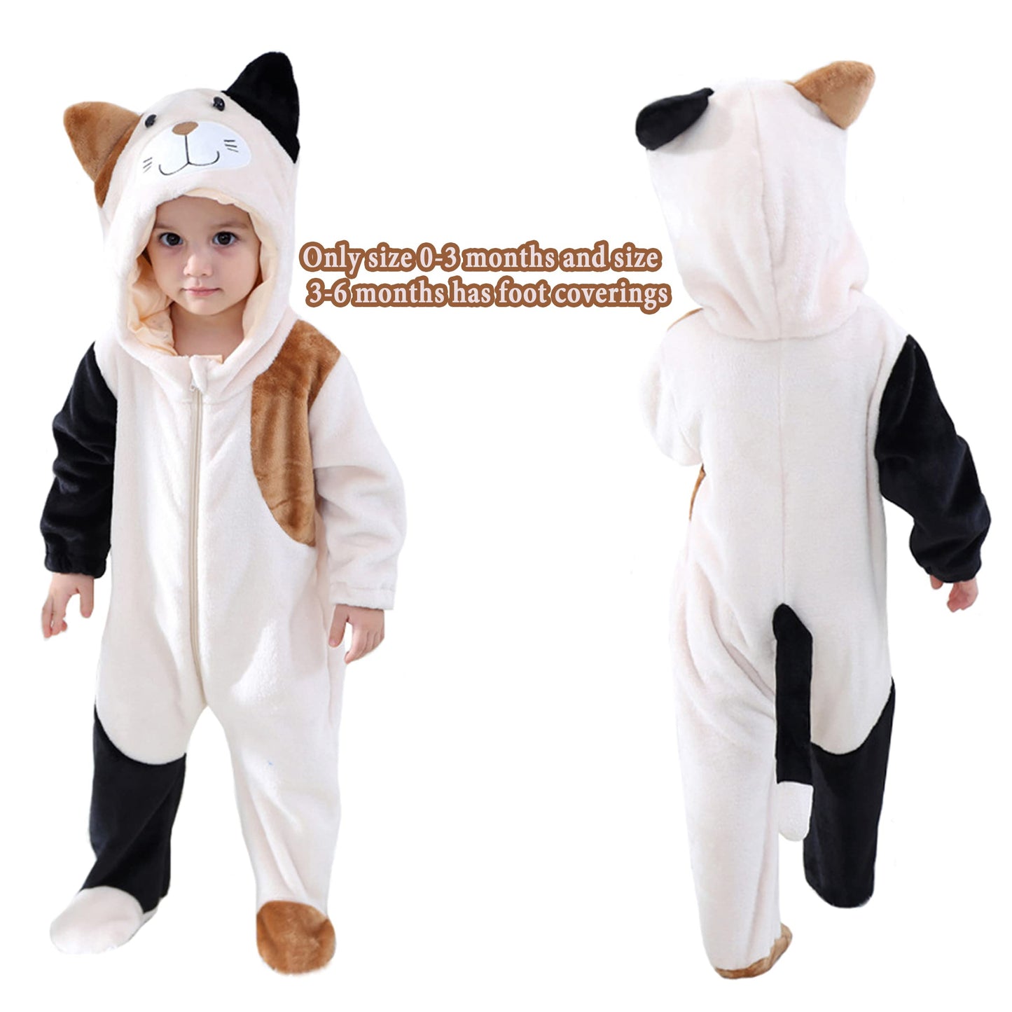 Tonwhar Unisex Baby Animal Halloween Costume Kid'S And Toddler'S Autumn Winter Outfits Jumpsuit(12-18 Months,Cat)
