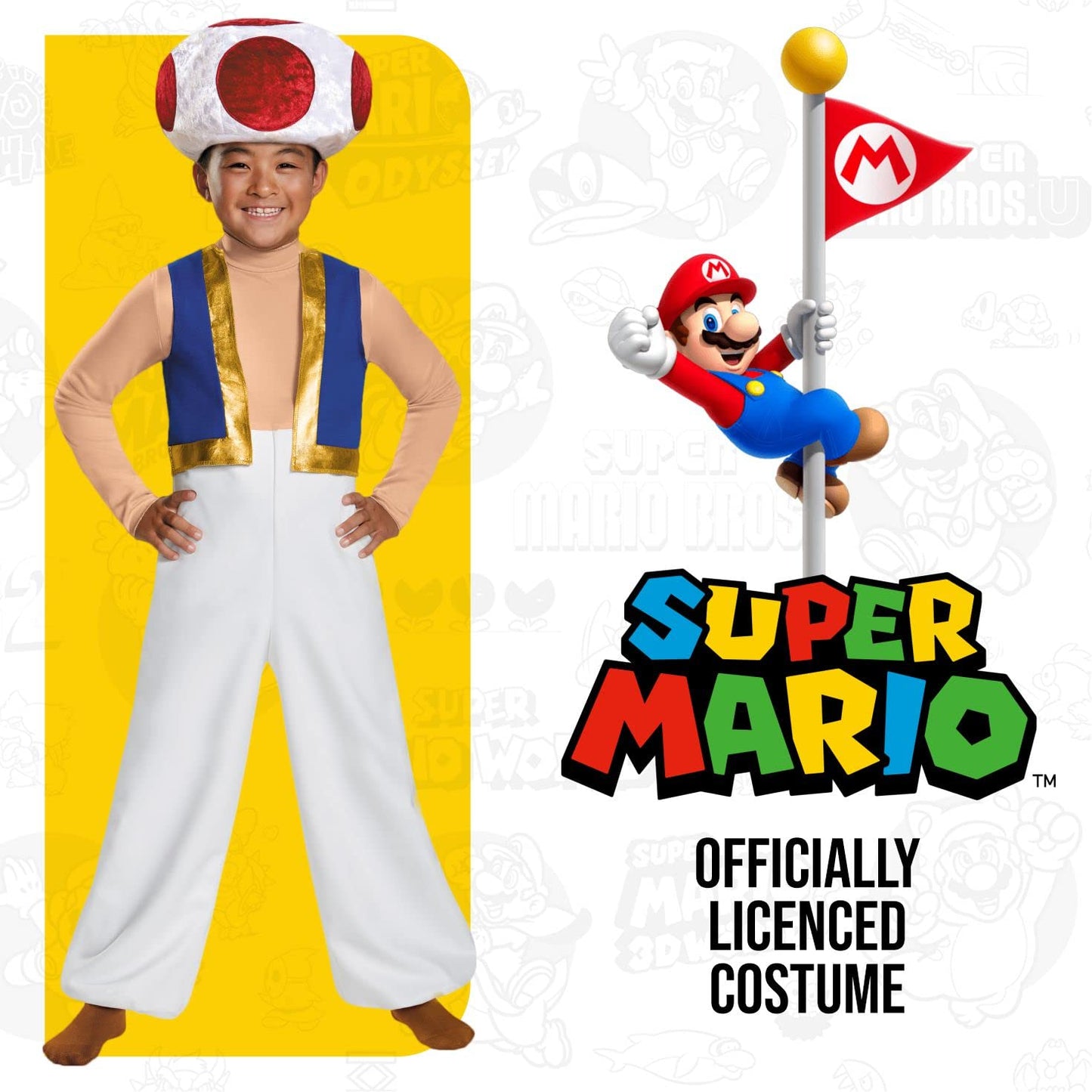 Disguise Toad Deluxe Costume For Kids, Official Nintendo Super Mario Halloween Costume, Medium (7-8)