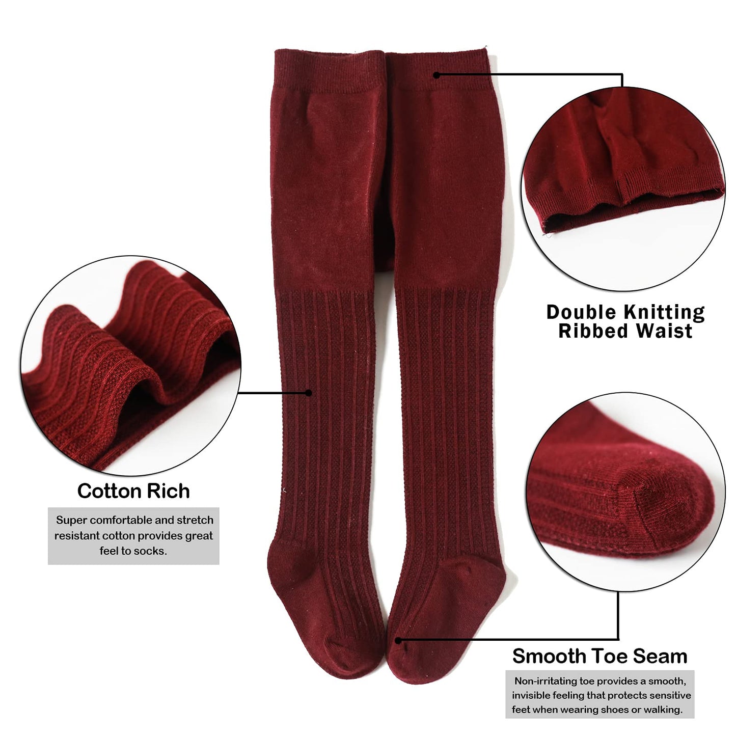 Epeius Baby Tights Newborn Girls Cable Knit/Ribbed Tights Soft Cotton Stockings Seamless Footed Leggings Pantyhose 0-6 Months (P