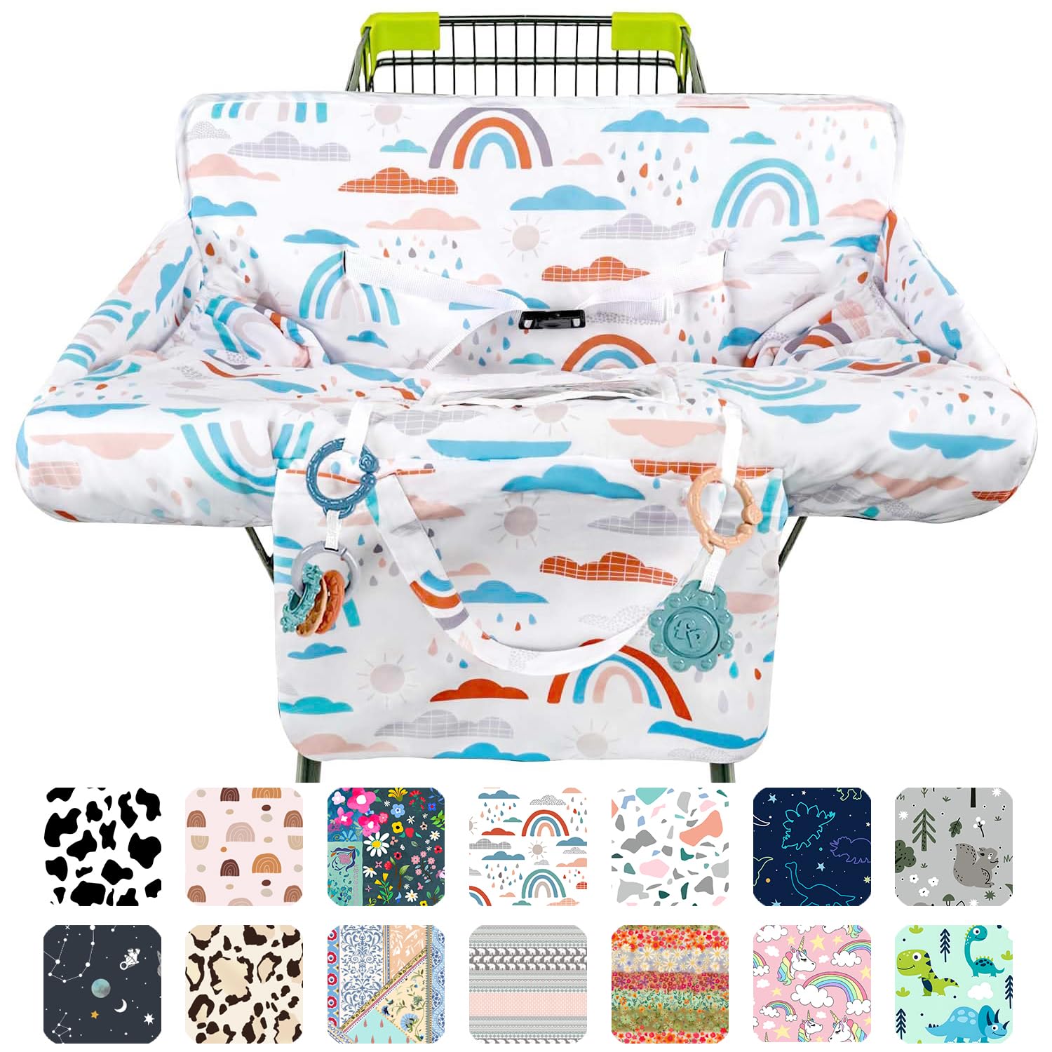 Polovillae Shopping Cart Cover For Baby 2-In-1 High Chair Cover With Safety Harness Multifunctional Dinosaur Pattern Cart Covers