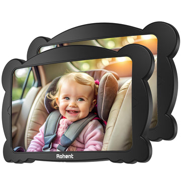 Adjustable 360 Baby Car Mirror 2-Pack - Shatterproof, Easy Installation, Dual Pack For Rear-Facing Seats - Safety Mirror For Inf