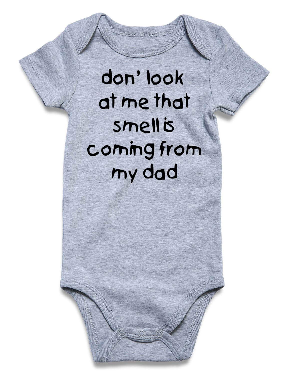 Unicomidea Newborn Rompers Baby One-Piece Infant Cotton Short-Sleeve Bodysuit Cool Letter Of Dont Look At Me That Smell Is Comin