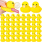 DEEKIN 24 Pcs Yellow Rubber Ducks 2.2 Inch Blow Bubbles Duck Bath Toy with Sealed Plug No Hole Waterproof Relieve Stress Fidget 