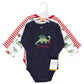 Hudson Baby Unisex Baby Cotton Long-Sleeve Bodysuits, Christmasaurus, 0-3 Months