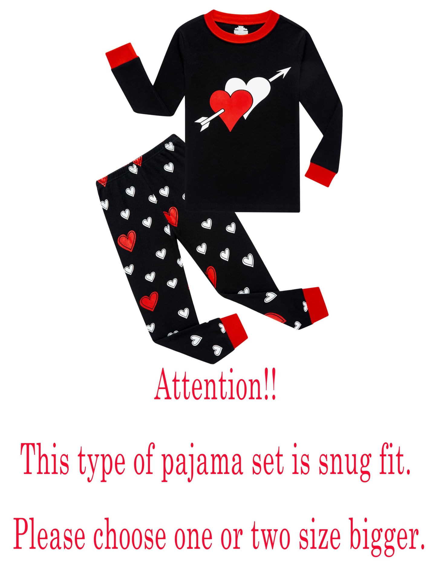 Family Feeling Baby Girls Pajamas Valentines Day Long Sleeve Cotton Boys Love Pyjamas Toddler Kid Pjs Size 18-24 Monthes