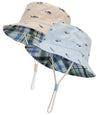 Durio Baby Bucket Sun Hat Toddler Hats Boys Summer Sun Hats For Kids Beach Hat 2Pack Beige/Blue 4-8 Years