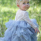 2Bunnies Girl Peony Lace Back A-Line Tiered Tutu Tulle Flower Girl Dress (Gray Long Sleeve Maxi, 9-10Yrs)