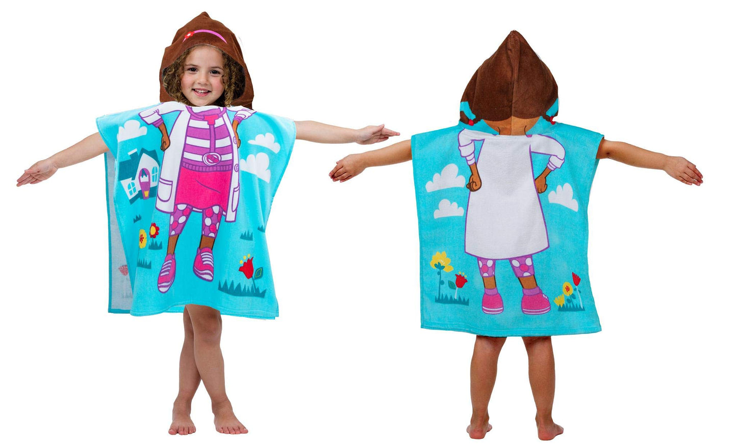 Disney Doc Mcstuffins Doc Kids Bath/Pool/Beach Hooded Poncho - Super Soft & Absorbent Cotton Towel, Measures 22 X 22 Inches (Off