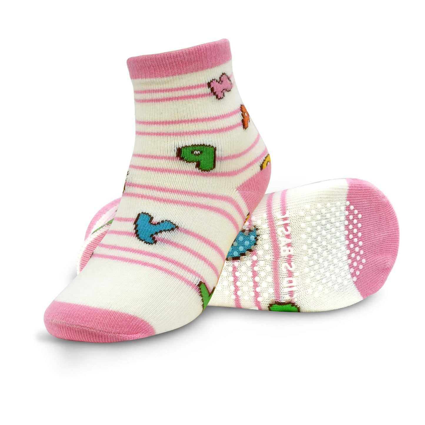 12 Pairs Toddler Non Skid Socks With Grips Anti Slip Bottom, Cotton Non Slip Ankle Crew Socks For Boys, Girls, Kids(1-3Years)