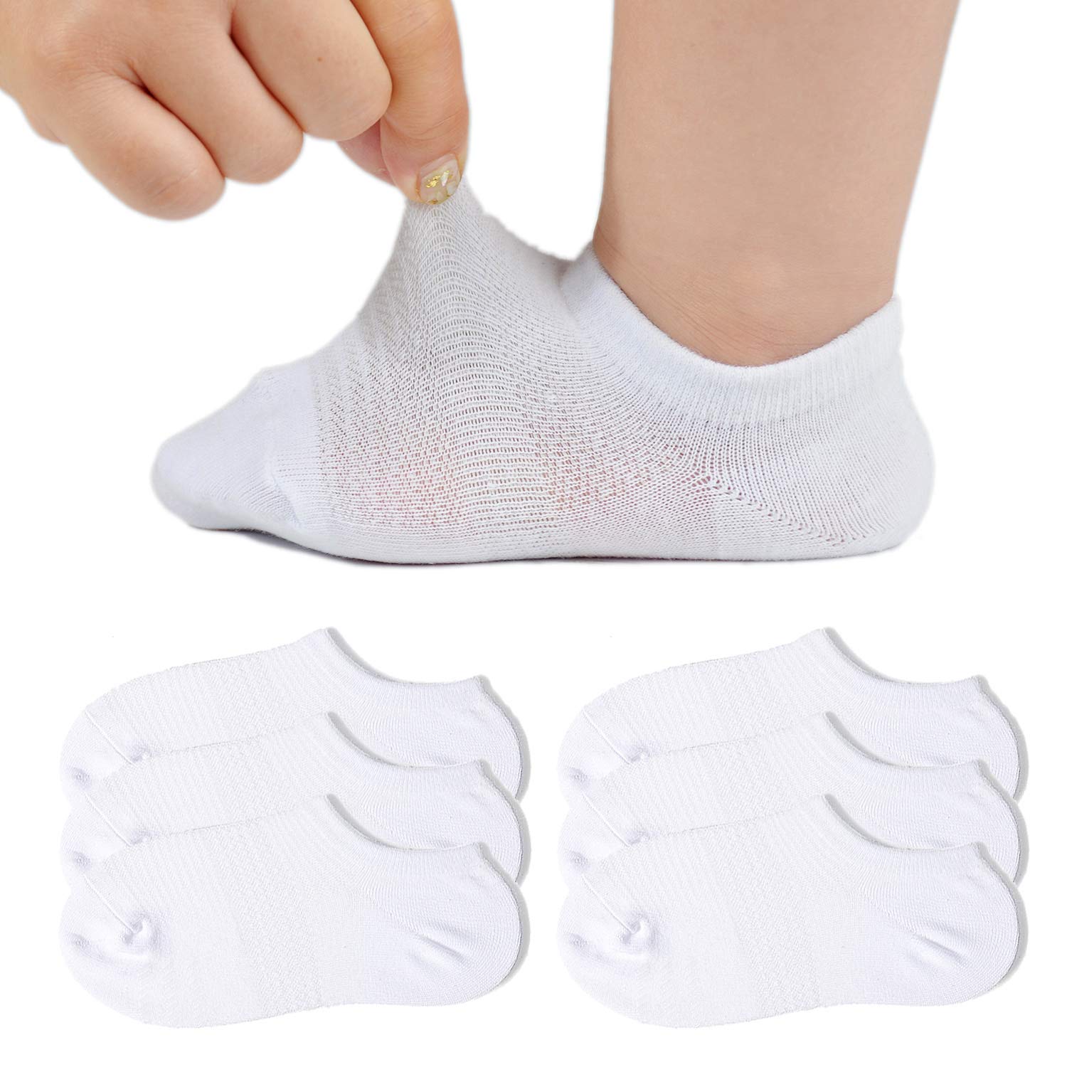 Jormatt 6 Pairs Toddler Little Girls Boys No Show Socks Thin Cotton So – Cutebab WBCBBB09XHSL16Z