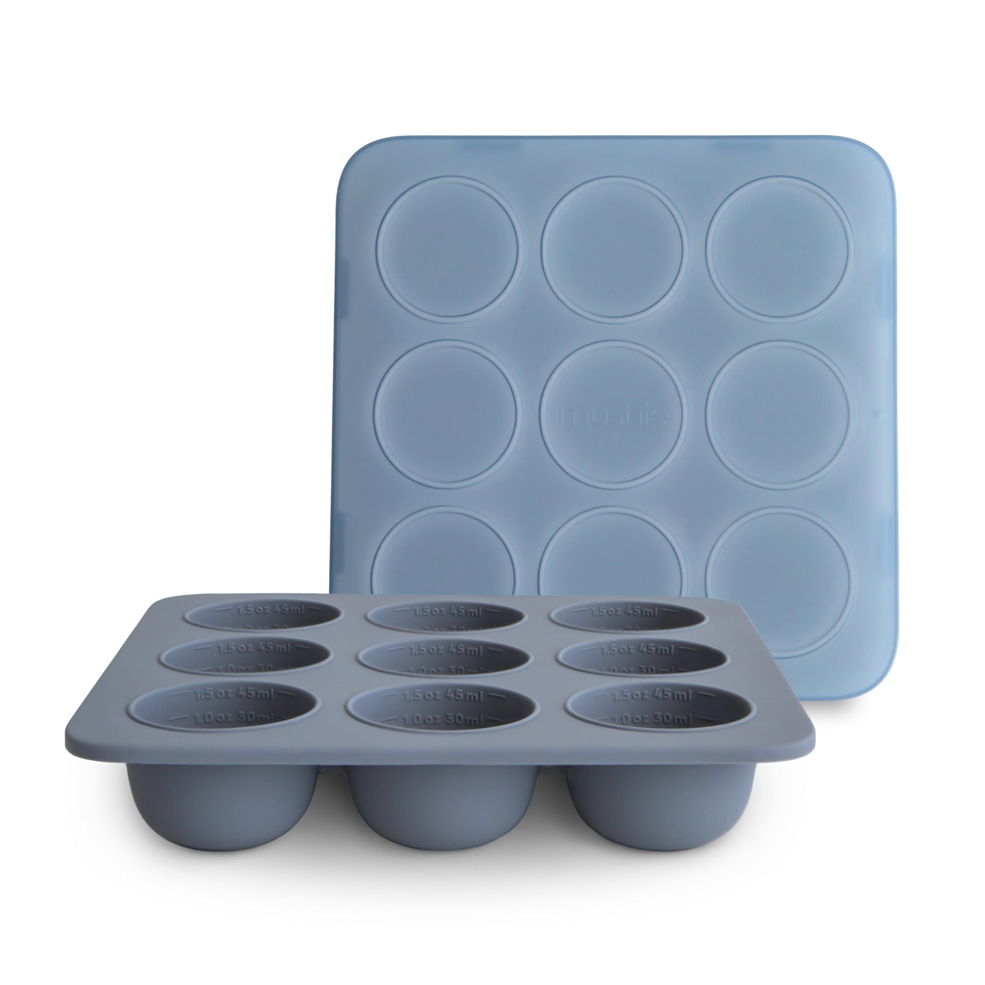 Mushie Silicone Baby Food Freezer Tray With Lid | 9 Cups X 1.5Oz | Bpa Free Storage Container (Tradewinds)