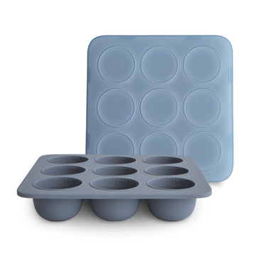 Mushie Silicone Baby Food Freezer Tray With Lid | 9 Cups X 1.5Oz | Bpa Free Storage Container (Tradewinds)