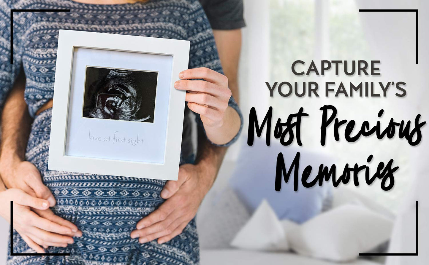 Green Pollywog Sonogram Photo Display | White Ultrasound Frame | Pregnancy Gift For First-Time Moms, Parents & Grandparents | Nu