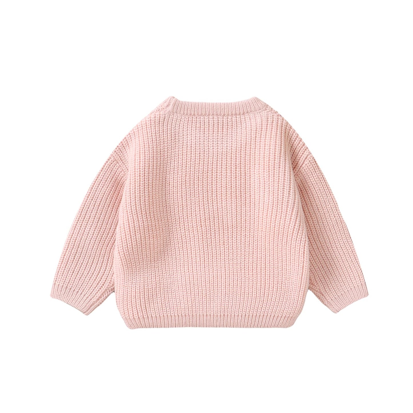 Toddler Baby Boys Girls Sweater Embroidered Long Sleeve Sweater Knitted Shirt Valentines Outfits Clothes Pink White