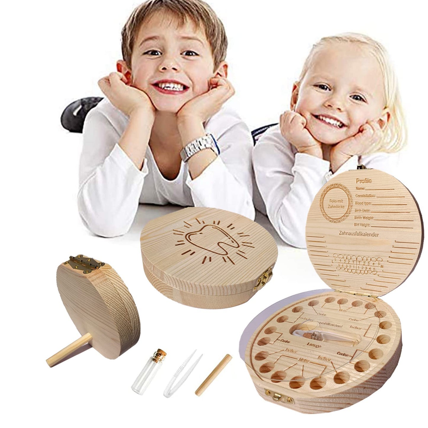 Baby Tooth Keepsake Box,Tooth Fairy Box,Wooden Tooth Box ,Baby Keepsake Storage Box,Tooth Saver,Tooth Holder for Kids Teeth,Toot