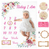GGSTDDUP Floral Baby Milestone Blanket for Baby Girls Flannel Newborn Infant Swaddle Baby Growth Blanket Photography Background 