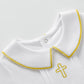 Pureborn Baby Boys Baptism Romper Short Sleeve Organic Cotton Christening Jumpsuit Blessing One-Piece Outfit White Newborn