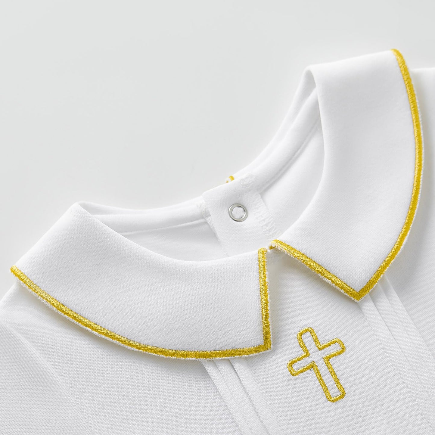 Pureborn Baby Boys Baptism Romper Short Sleeve Organic Cotton Christening Jumpsuit Blessing One-Piece Outfit White Newborn