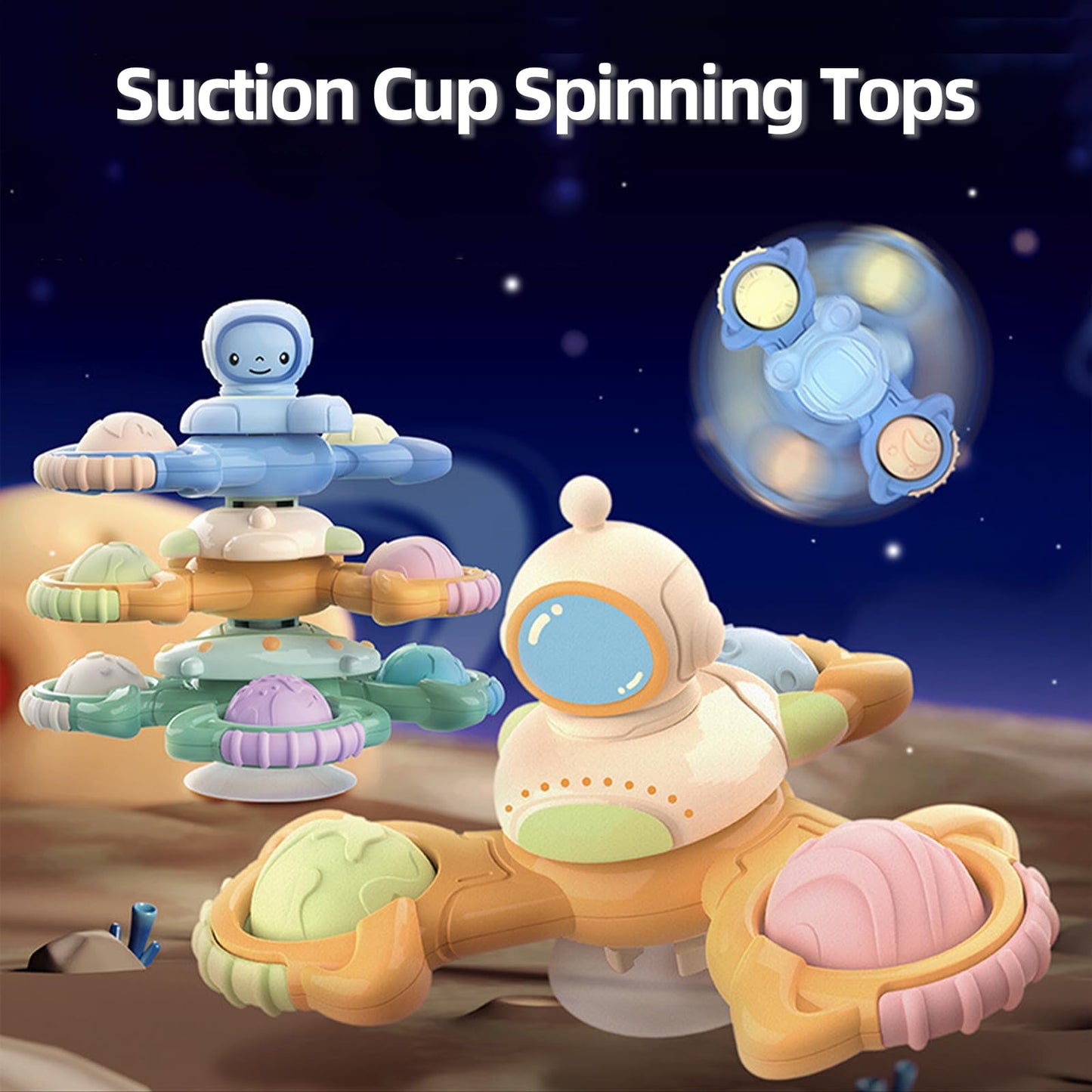 3Pcs Suction Cup Spinner Toys For Boy&Girl, Spinning Tops Toddler Toys, Birthday Gift For Infant, Sensory Baby Bath Toys For Tod
