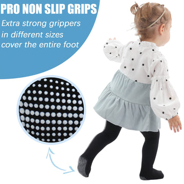 Baby Girl Tights Non Slip Baby Tights 6-12 Months Girl Warm Cotton Leggings Seamless Pantyhose Non-Skid Grip For Toddler 3 Pack